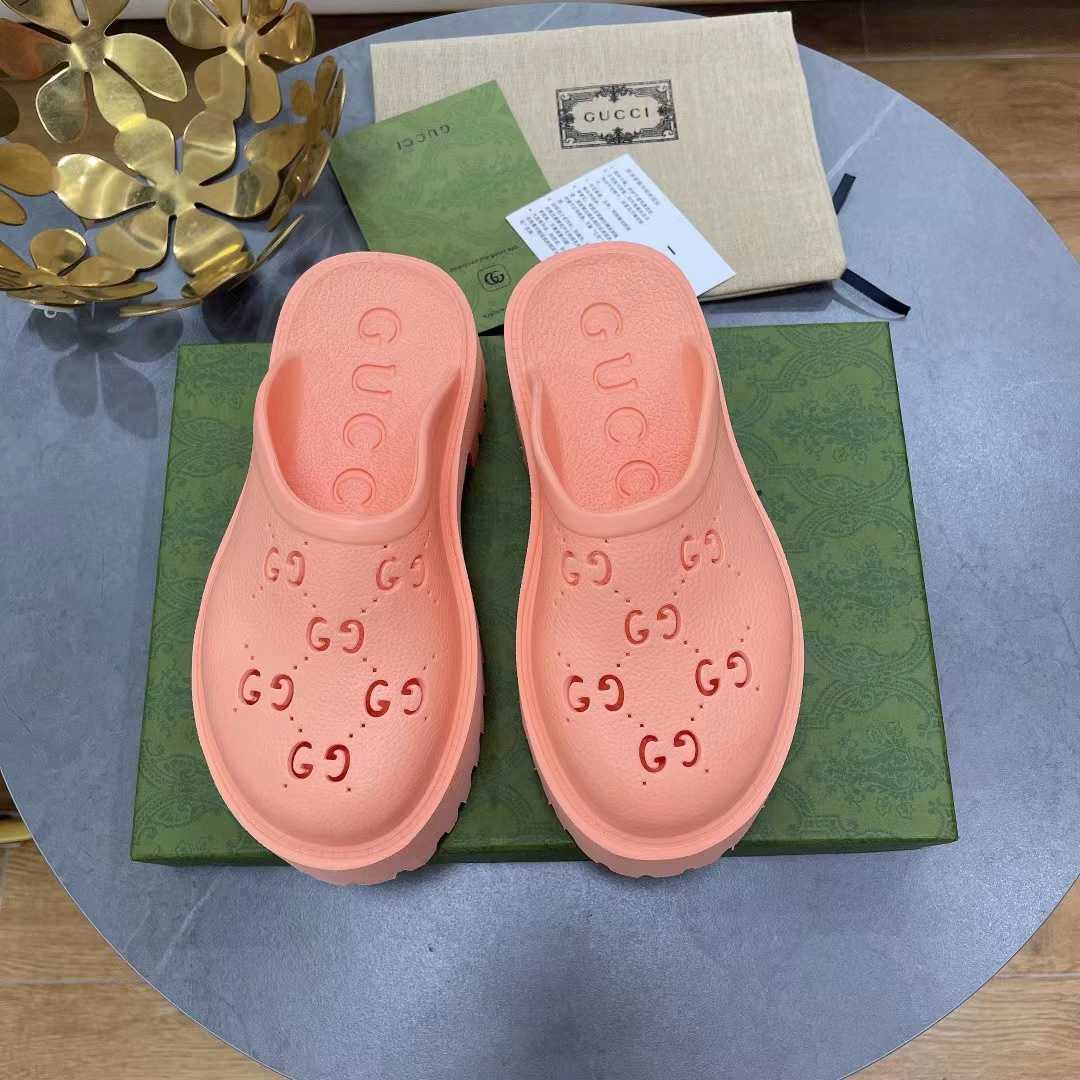 Gucci Pink Rubber Mules - DopestKickz