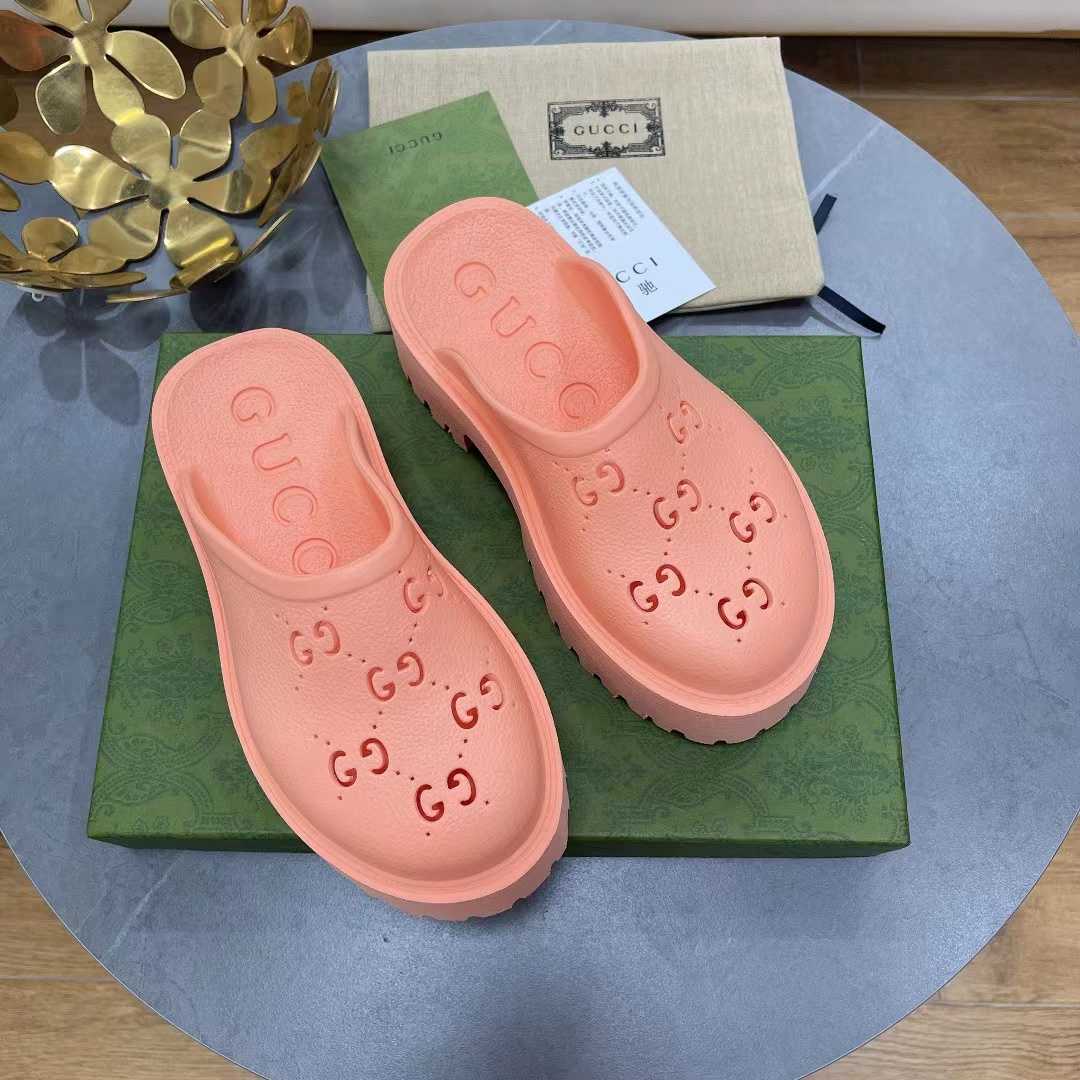 Gucci Pink Rubber Mules - DopestKickz