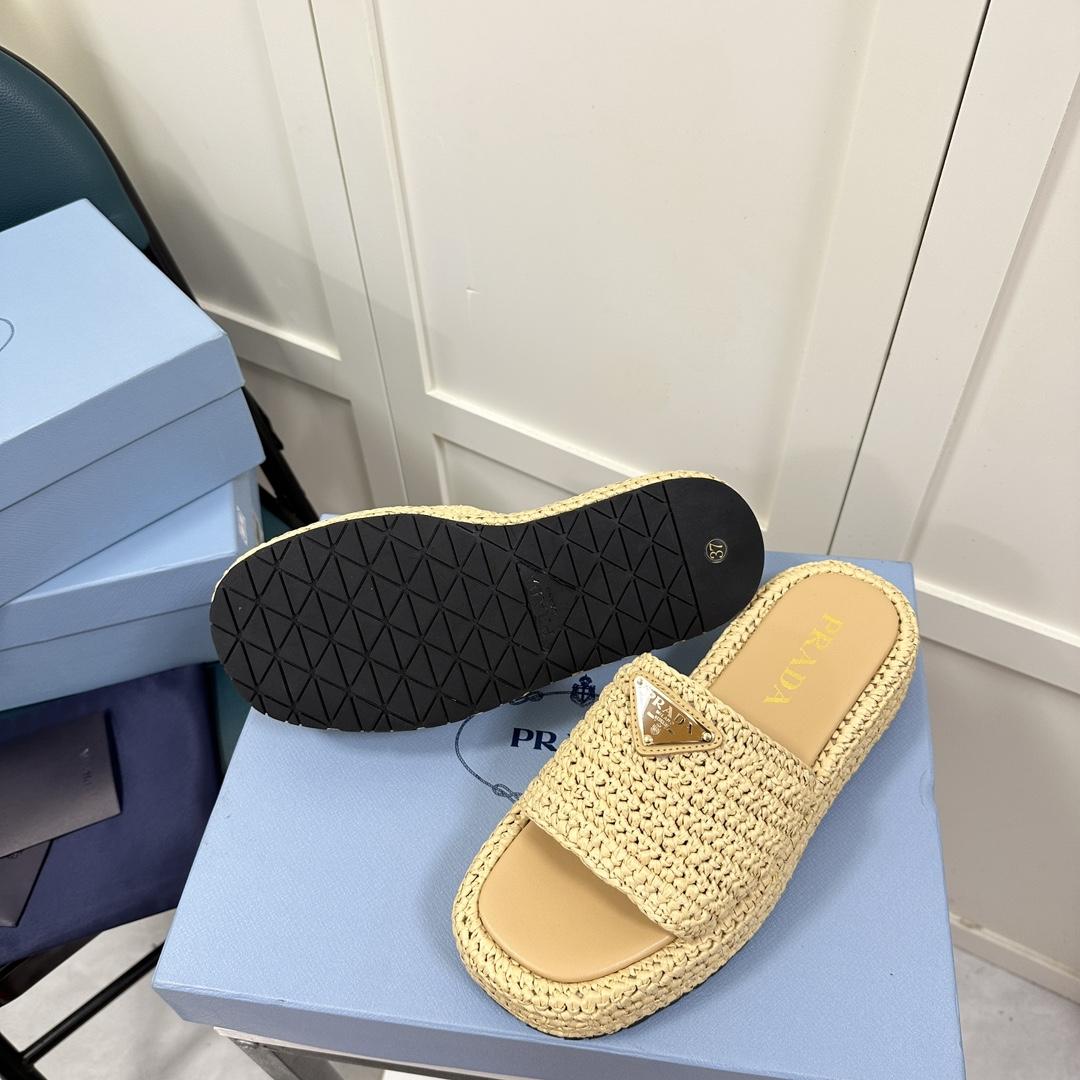 Prada Crochet Flatform Slides - DopestKickz
