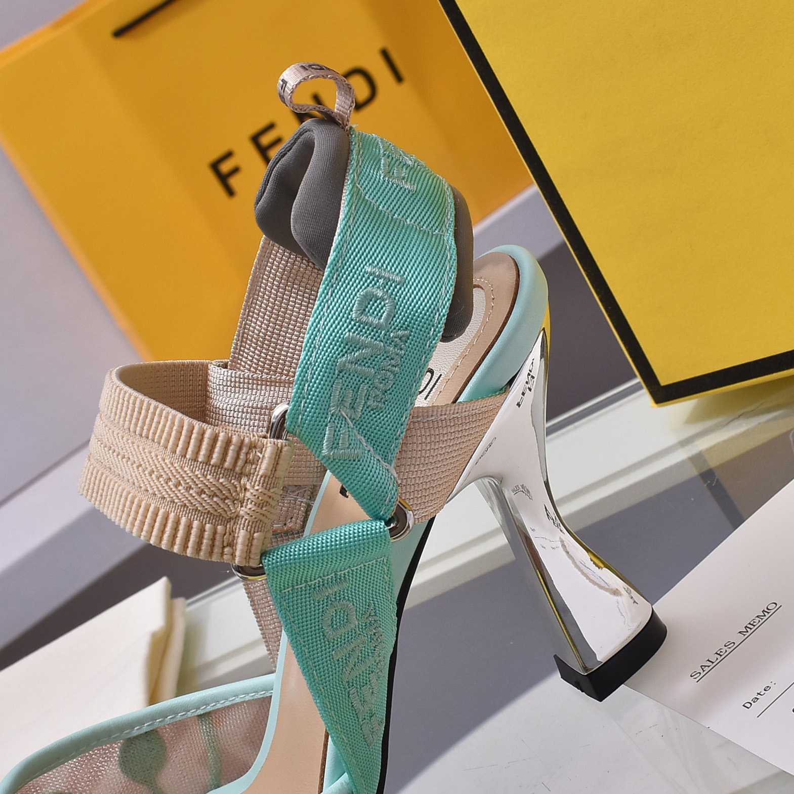 Fendi Colibrì Beige Mesh High-heeled Slingbacks - DopestKickz