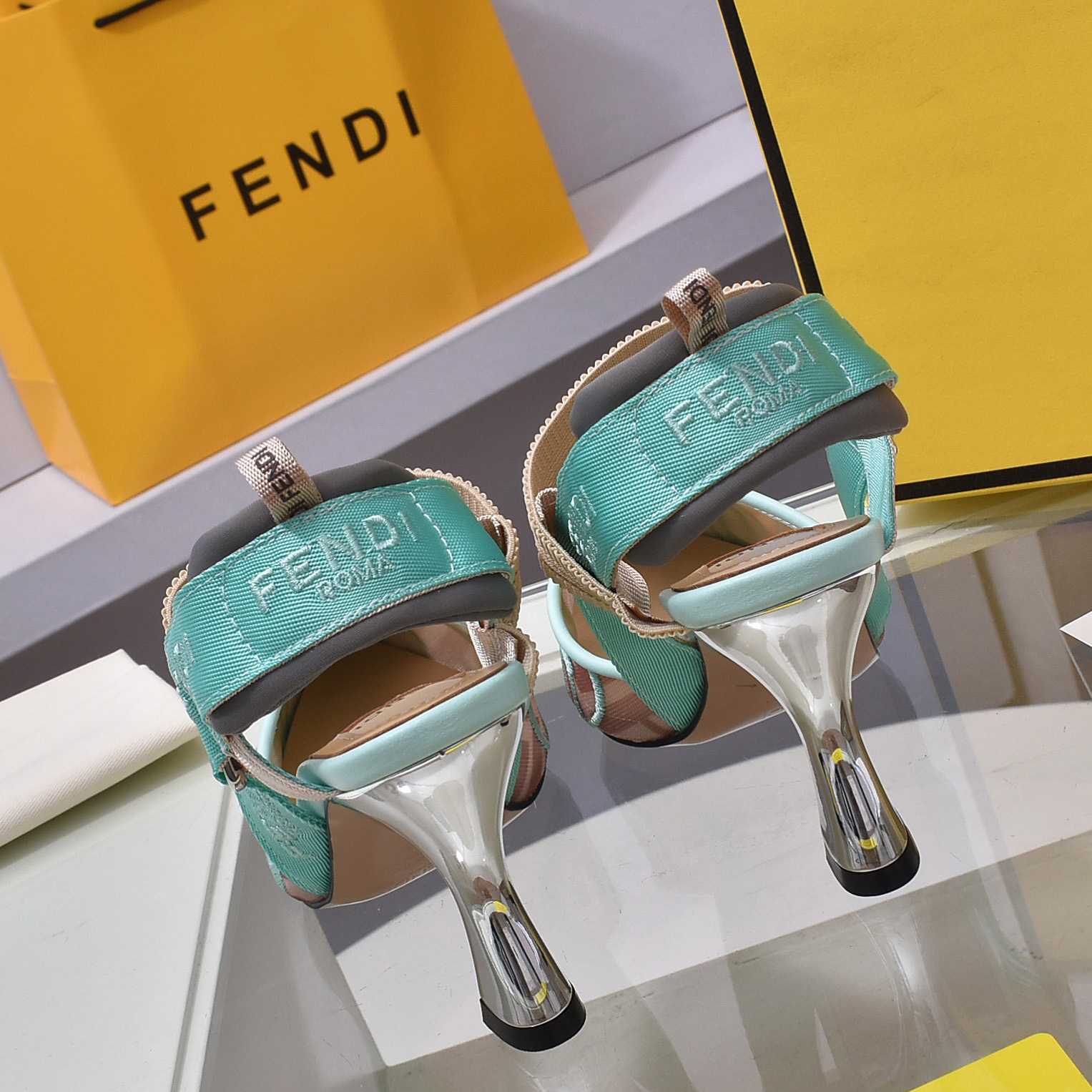 Fendi Colibrì Beige Mesh High-heeled Slingbacks - DopestKickz