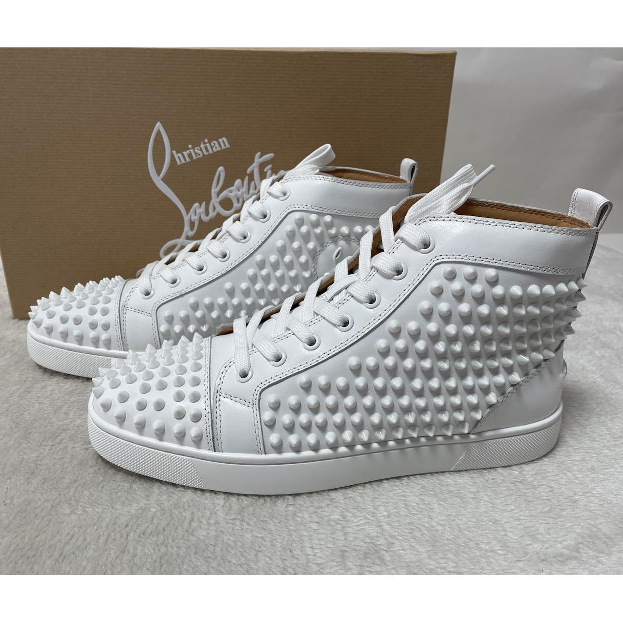 Christian Louboutin Louis Spikes Sneakers - Calf leather And Spikes - White - DopestKickz