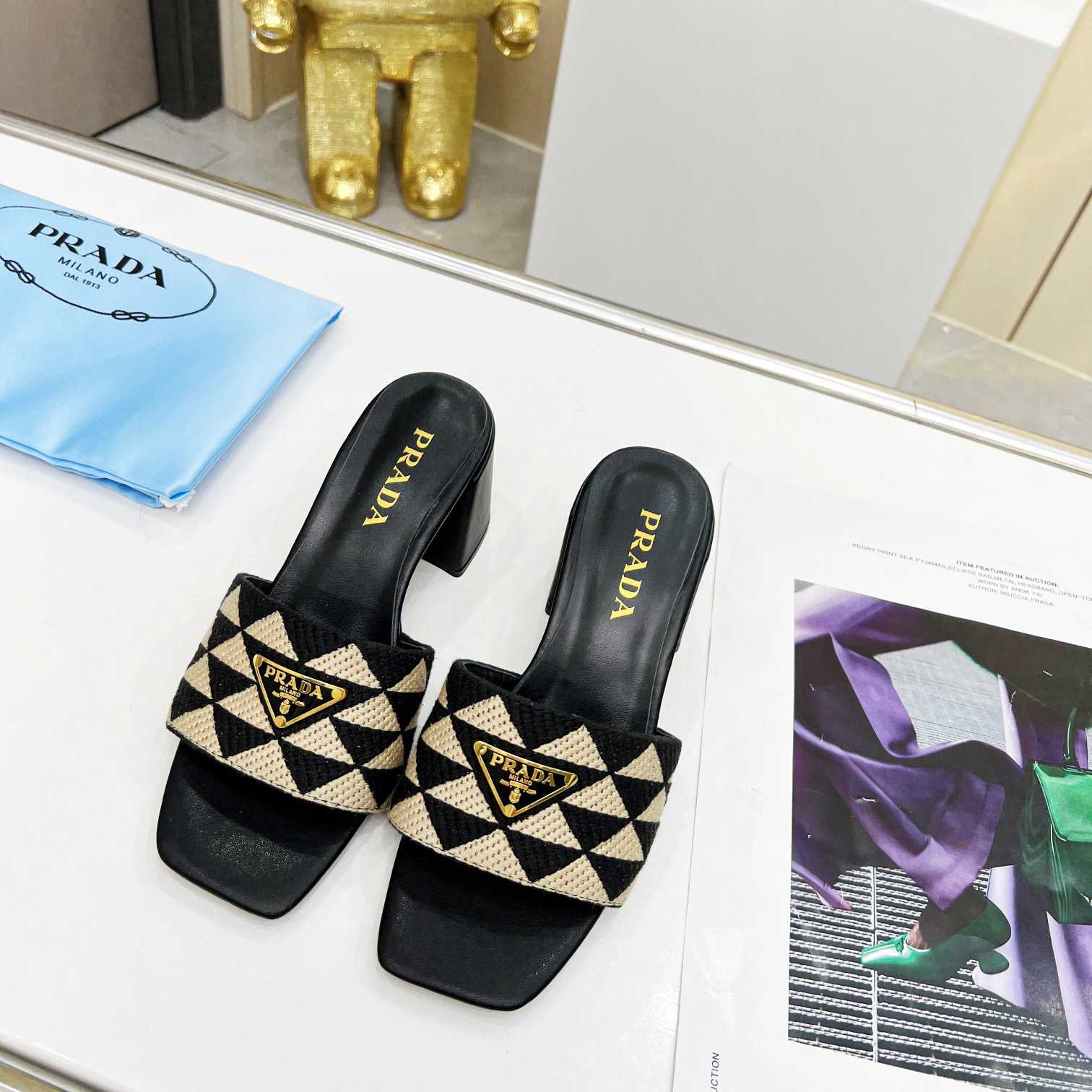 Prada Embroidered Fabric Sandals - DopestKickz