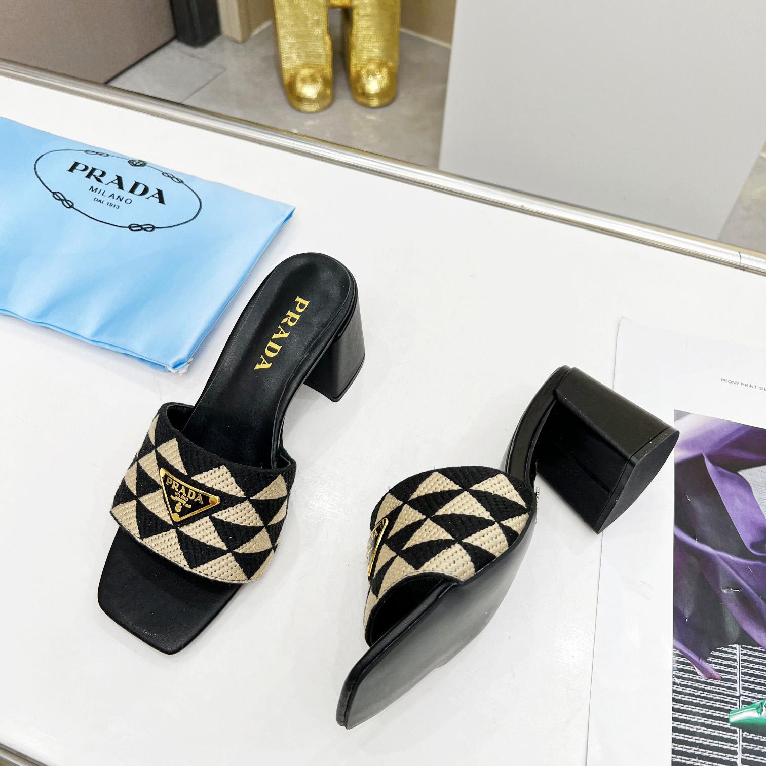 Prada Embroidered Fabric Sandals - DopestKickz