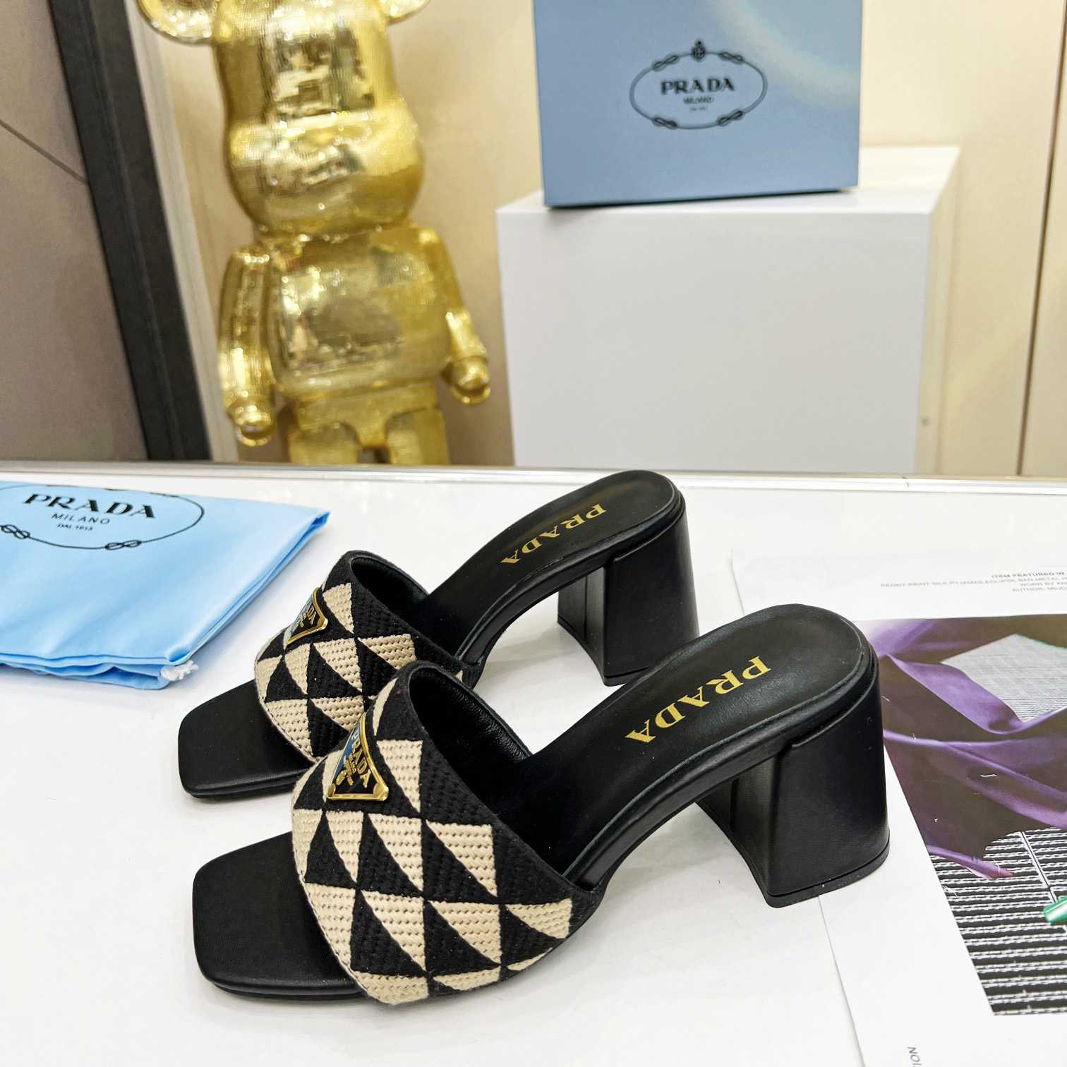Prada Embroidered Fabric Sandals - DopestKickz