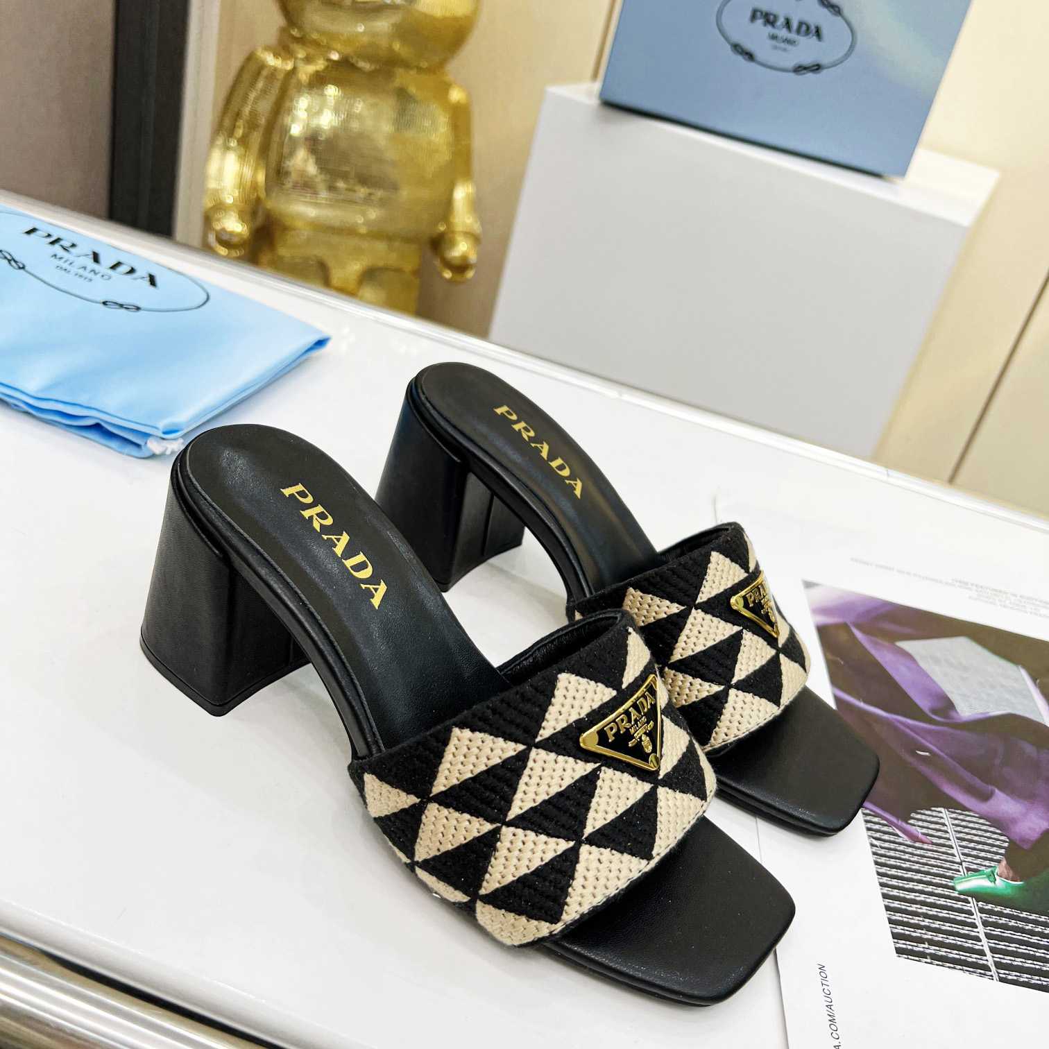 Prada Embroidered Fabric Sandals - DopestKickz