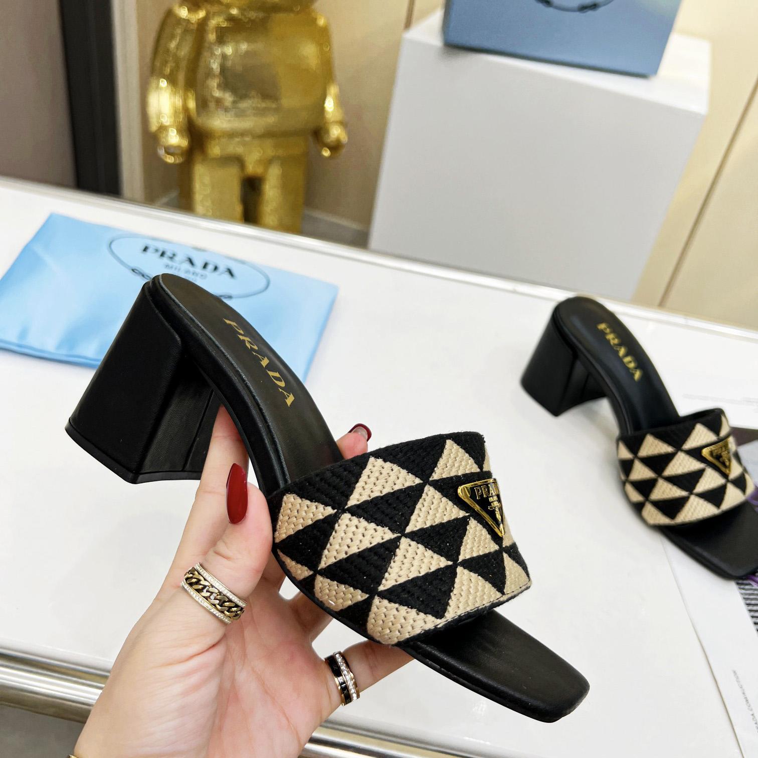 Prada Embroidered Fabric Sandals - DopestKickz