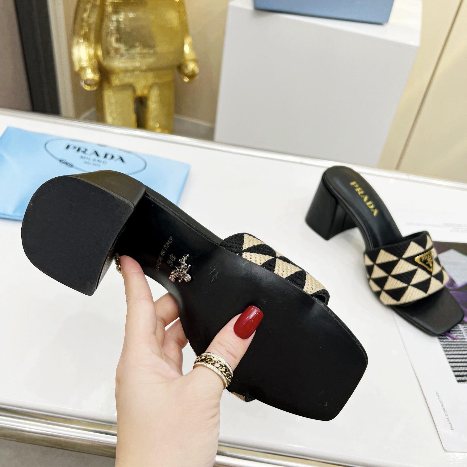 Prada Embroidered Fabric Sandals - DopestKickz