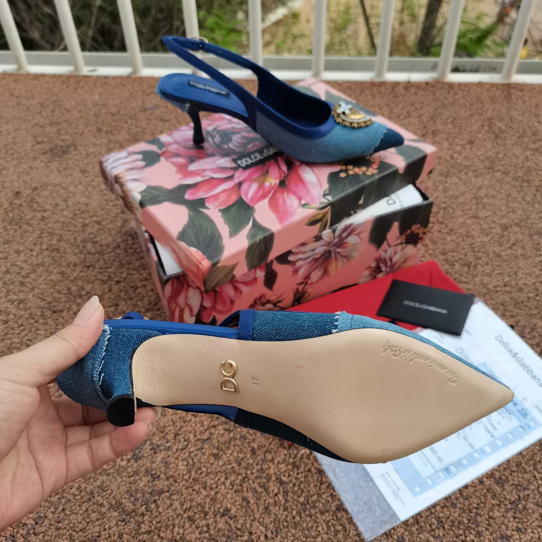 Dolce & Gabbana Devotion Slingbacks In Patchwork Denim - DopestKickz