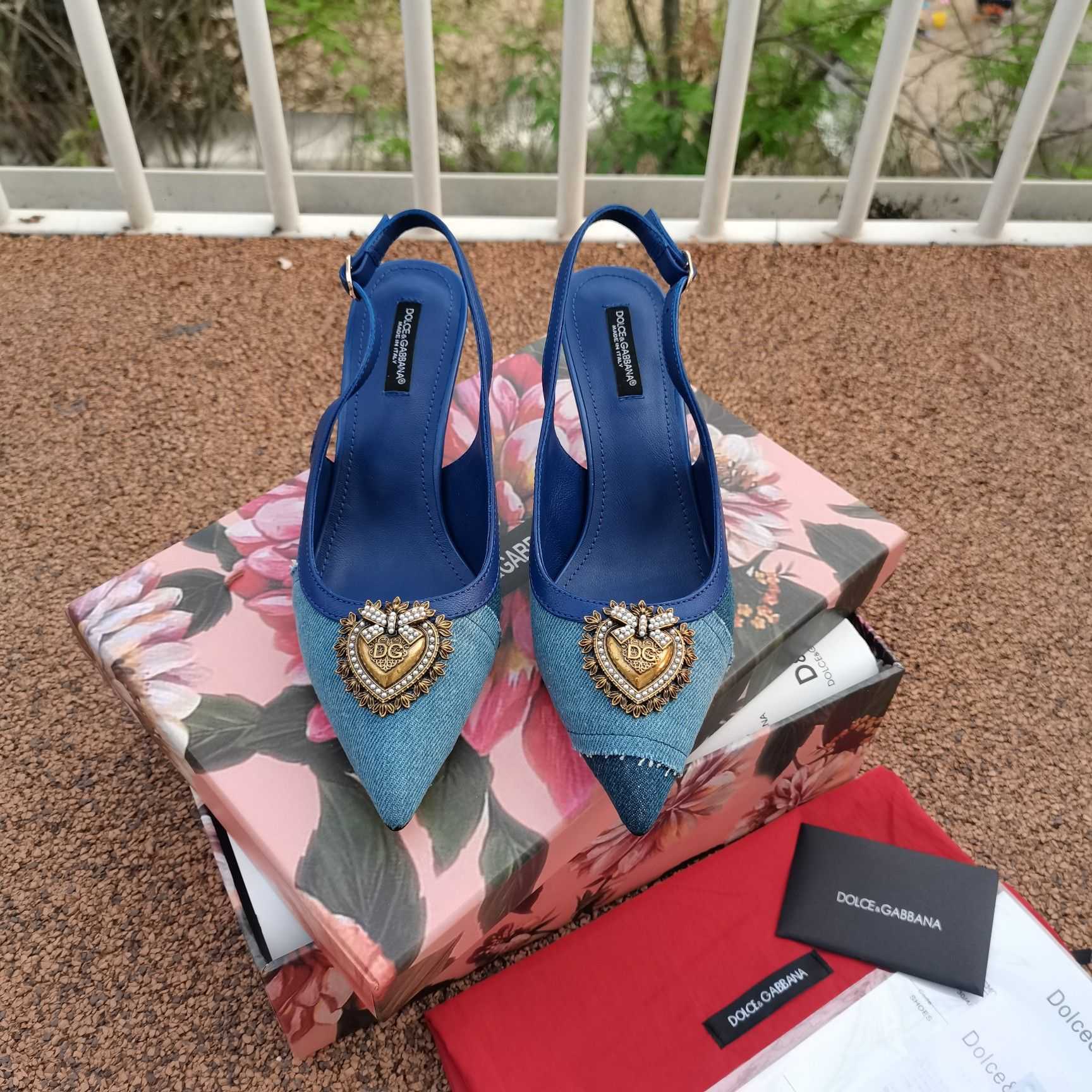 Dolce & Gabbana Devotion Slingbacks In Patchwork Denim - DopestKickz