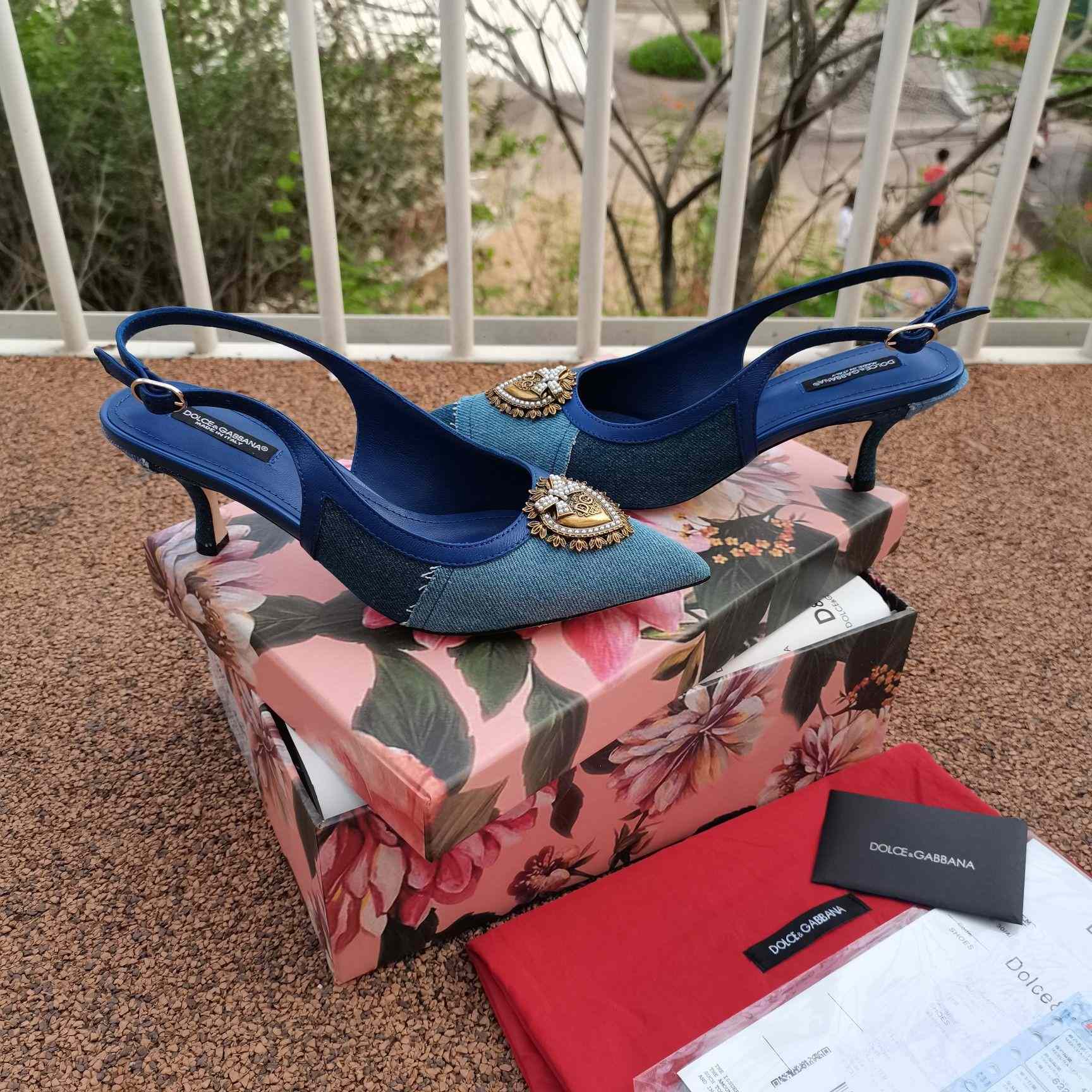 Dolce & Gabbana Devotion Slingbacks In Patchwork Denim - DopestKickz