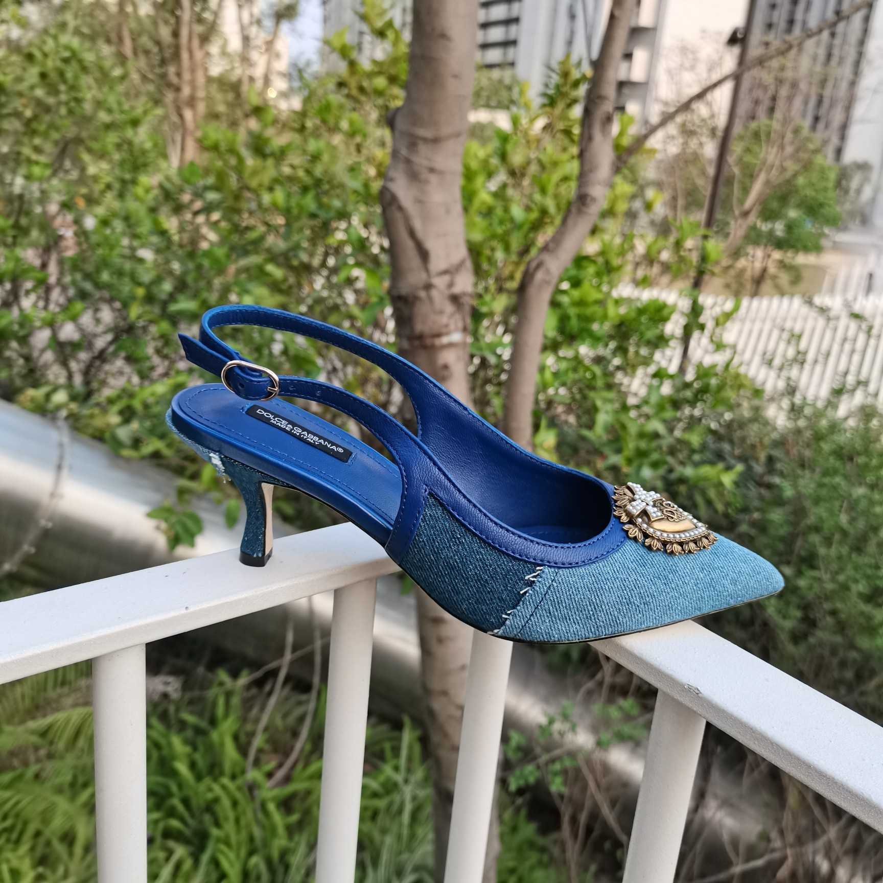 Dolce & Gabbana Devotion Slingbacks In Patchwork Denim - DopestKickz