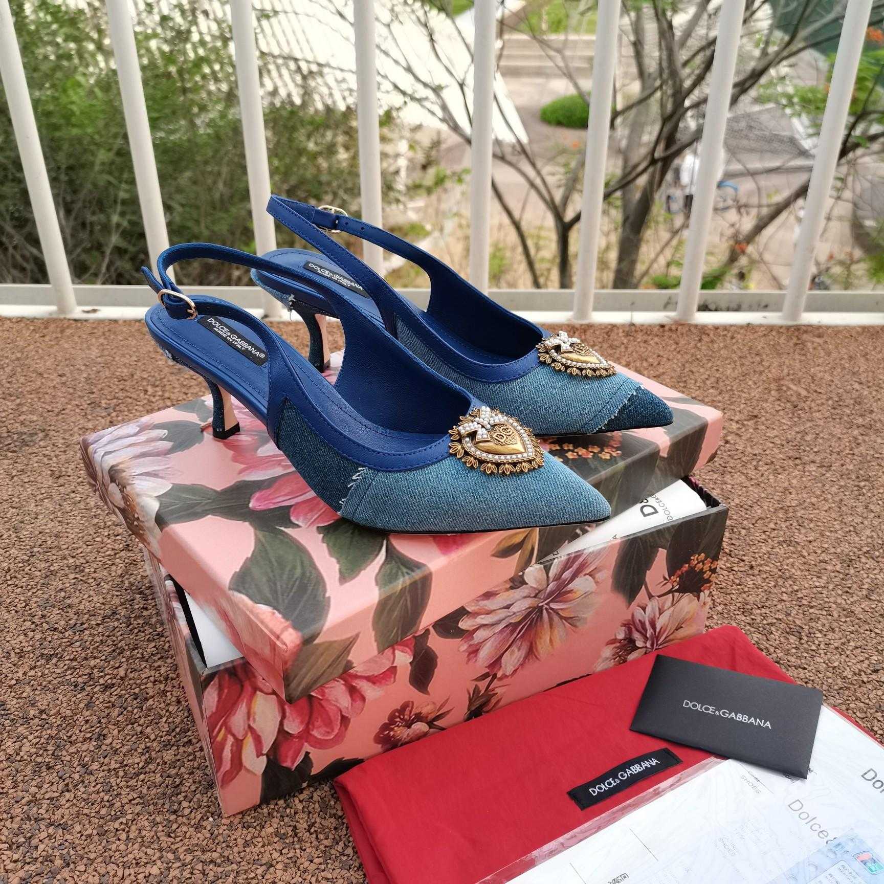 Dolce & Gabbana Devotion Slingbacks In Patchwork Denim - DopestKickz