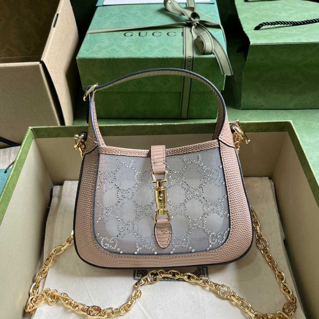 Gucci Jackie 1961 Mini Crystal GG Lizard Bag  (19x13x3cm) - DopestKickz