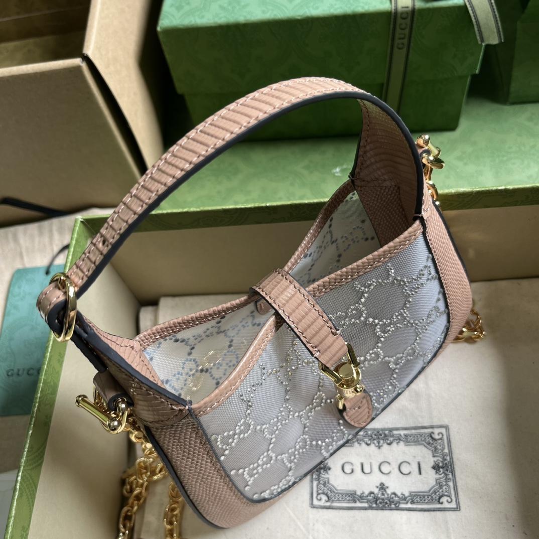 Gucci Jackie 1961 Mini Crystal GG Lizard Bag  (19x13x3cm) - DopestKickz