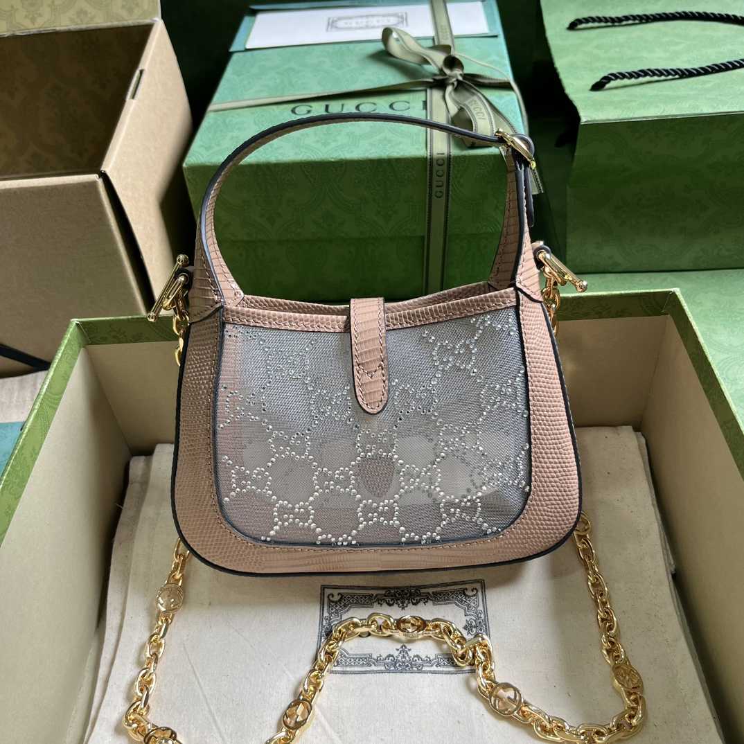 Gucci Jackie 1961 Mini Crystal GG Lizard Bag  (19x13x3cm) - DopestKickz