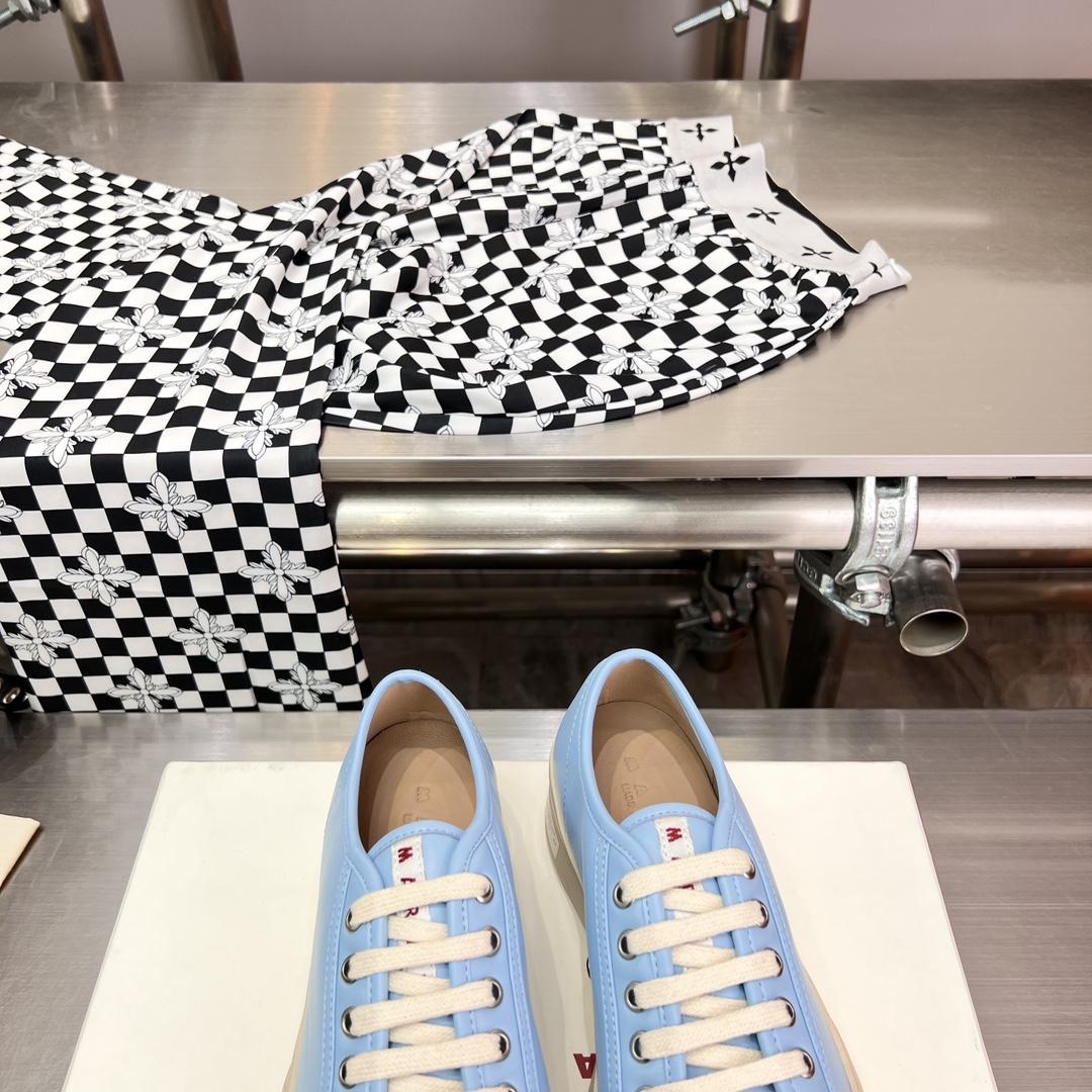 Marni Light blue Nappa Leather Pablo Lace-up Sneaker - DopestKickz