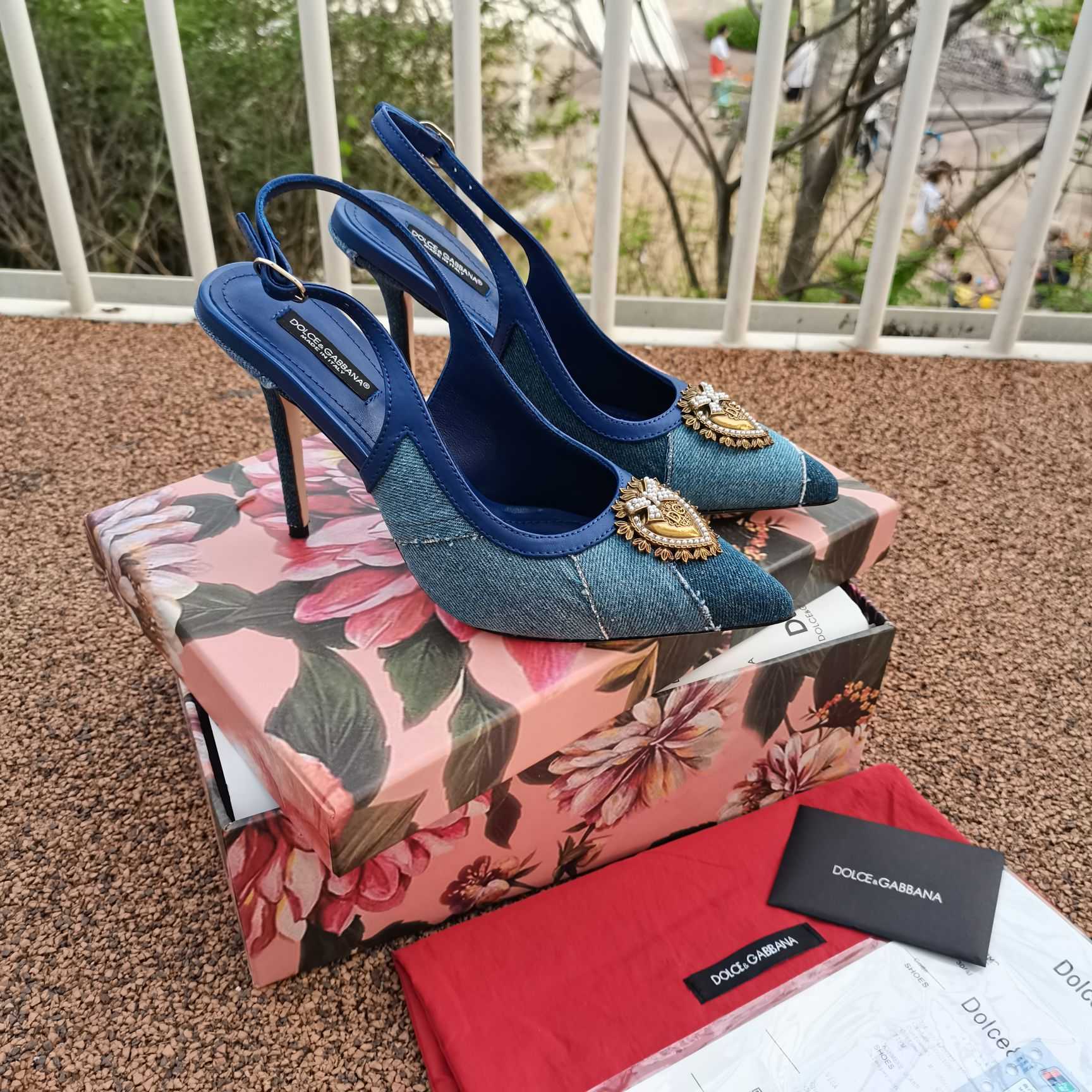 Dolce & Gabbana Devotion Slingbacks In Patchwork Denim - DopestKickz