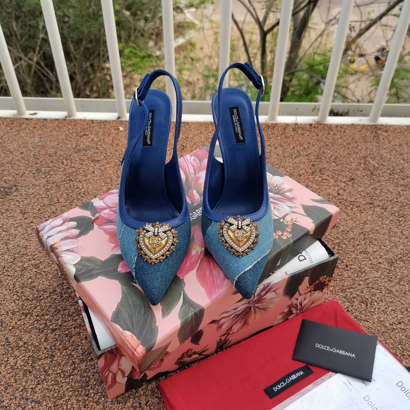 Dolce & Gabbana Devotion Slingbacks In Patchwork Denim - DopestKickz