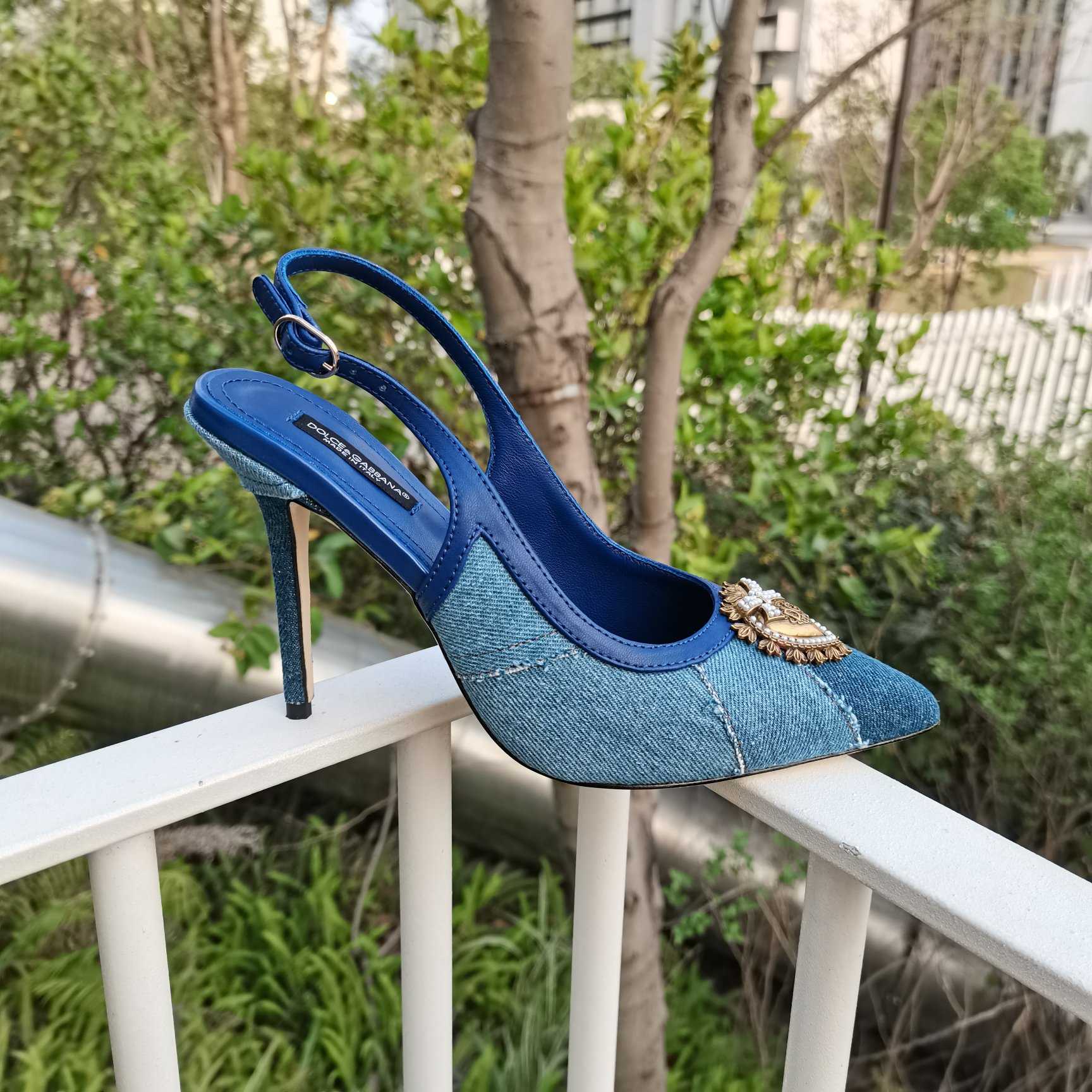 Dolce & Gabbana Devotion Slingbacks In Patchwork Denim - DopestKickz