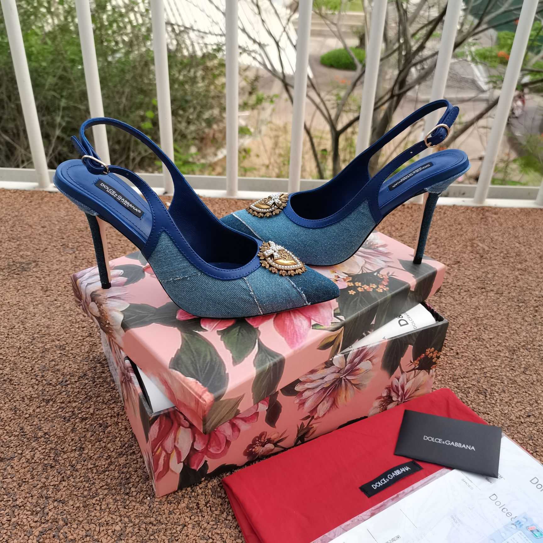 Dolce & Gabbana Devotion Slingbacks In Patchwork Denim - DopestKickz