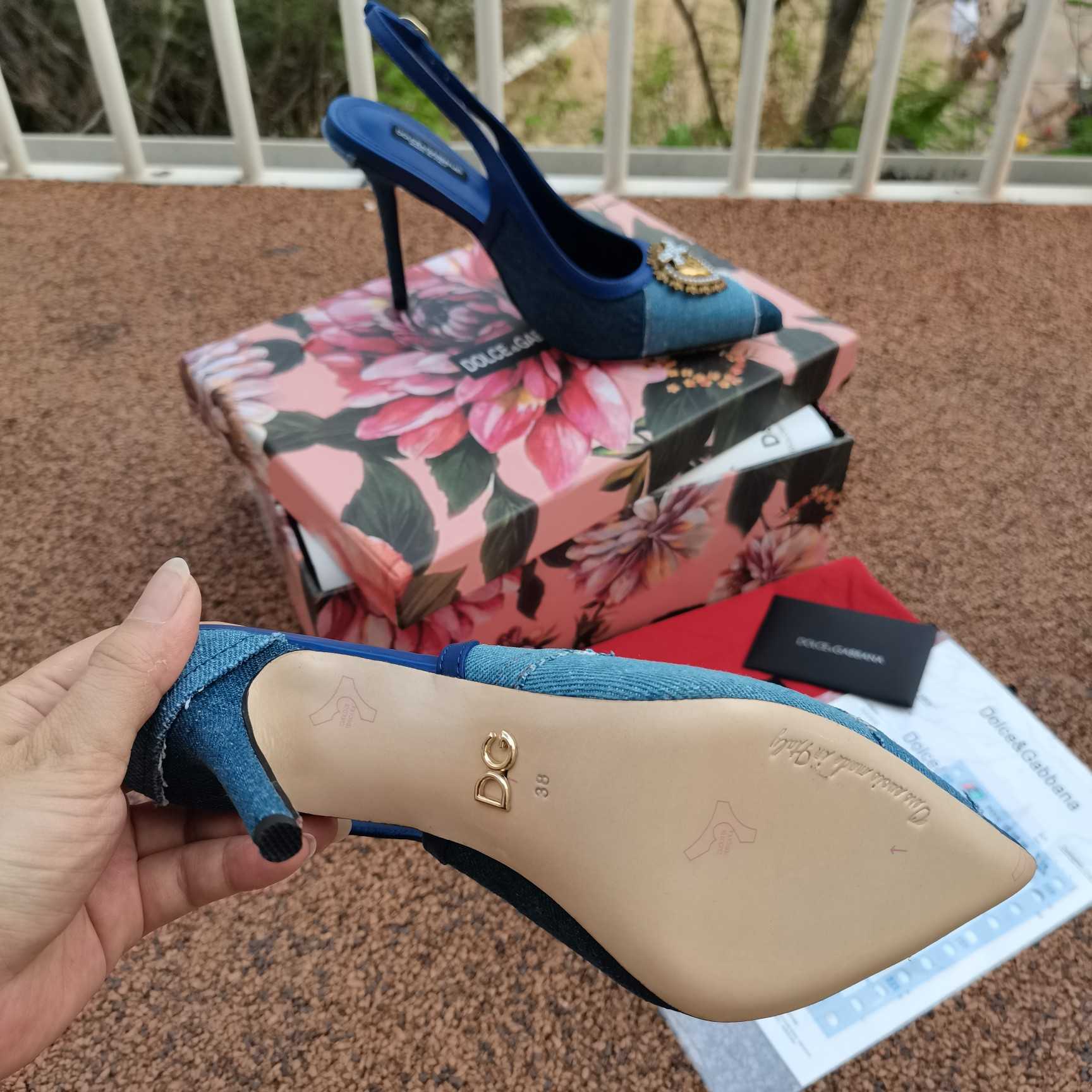 Dolce & Gabbana Devotion Slingbacks In Patchwork Denim - DopestKickz