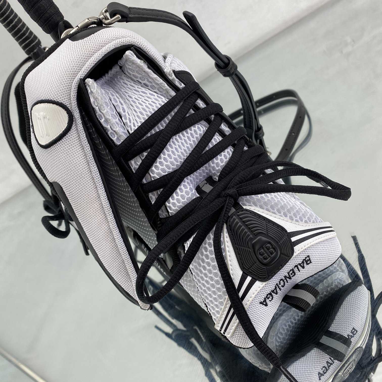 Balenciaga SneakerHead Medium Handbag In White/black - DopestKickz