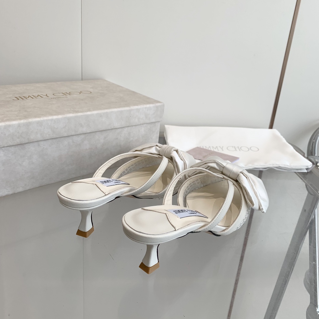 Jimmy Choo Flaca 50mm Bow-detail Leather Mules - DopestKickz