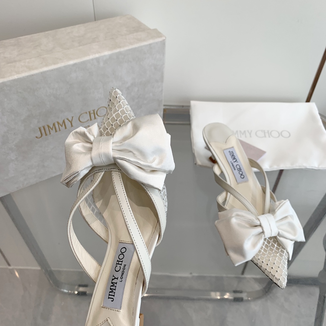 Jimmy Choo Flaca 50mm Bow-detail Leather Mules - DopestKickz