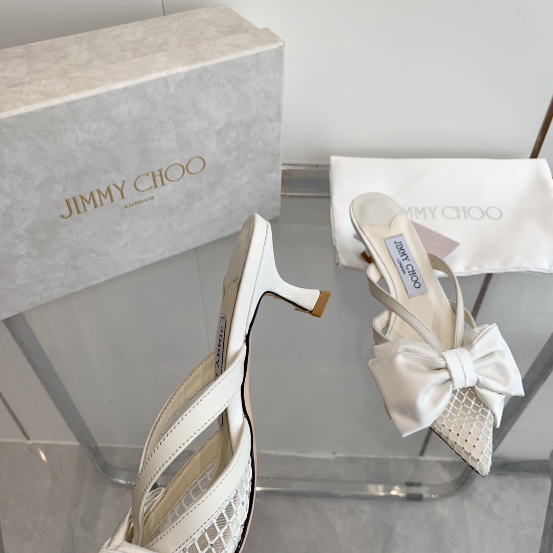 Jimmy Choo Flaca 50mm Bow-detail Leather Mules - DopestKickz