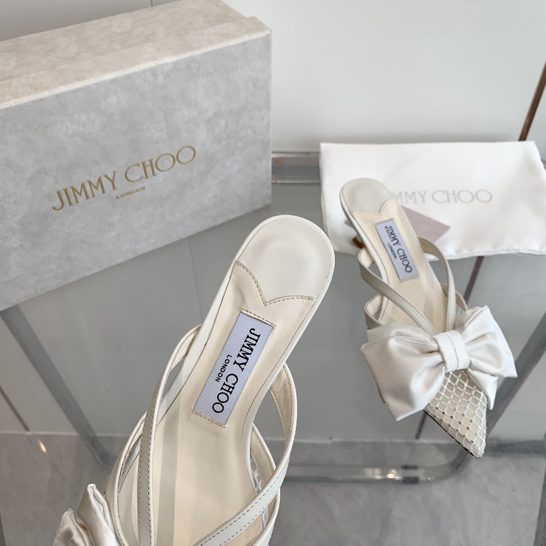 Jimmy Choo Flaca 50mm Bow-detail Leather Mules - DopestKickz