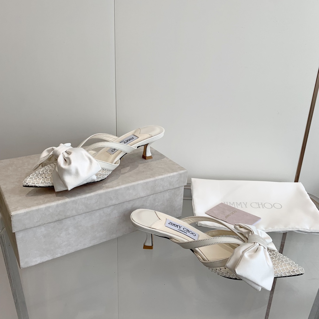 Jimmy Choo Flaca 50mm Bow-detail Leather Mules - DopestKickz