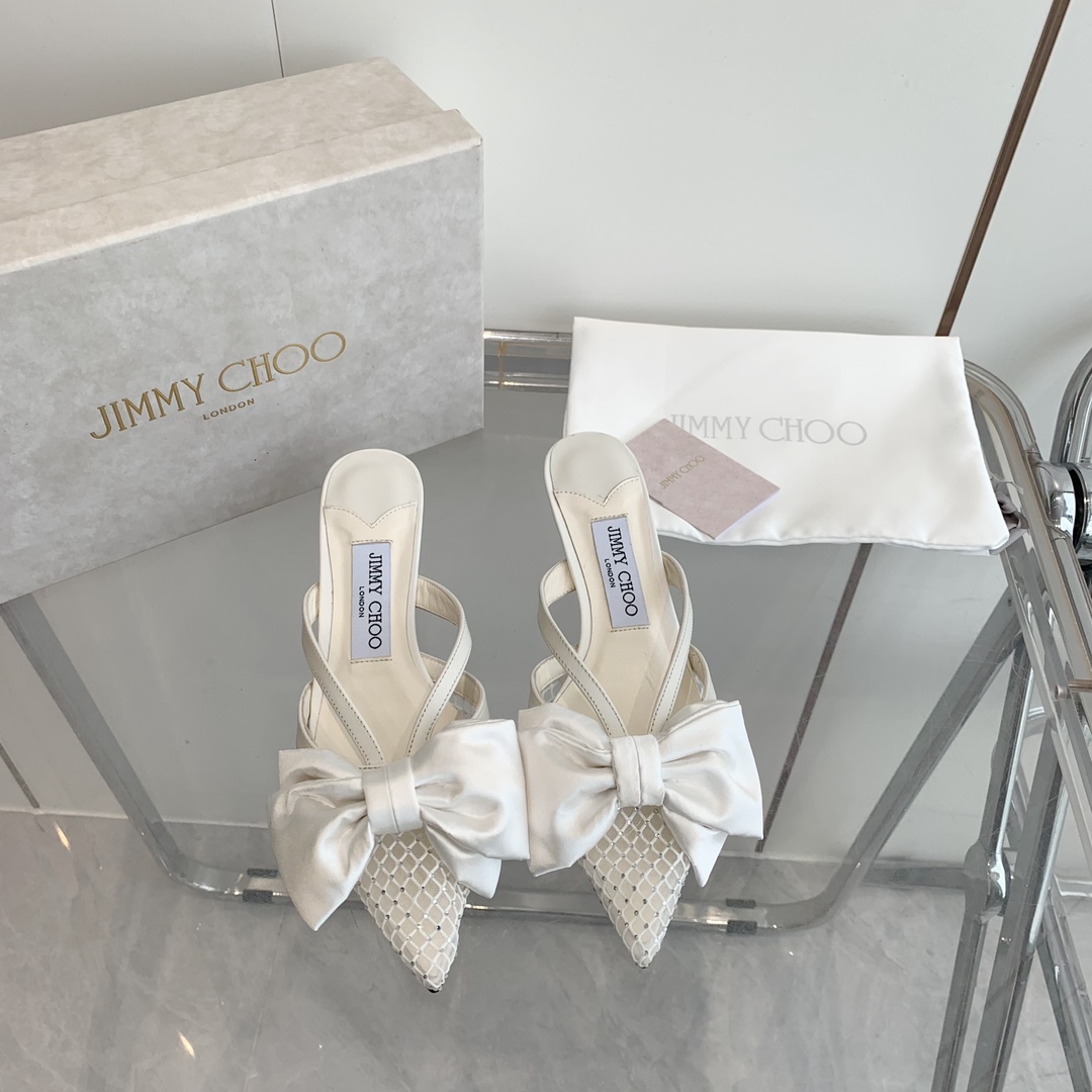 Jimmy Choo Flaca 50mm Bow-detail Leather Mules - DopestKickz