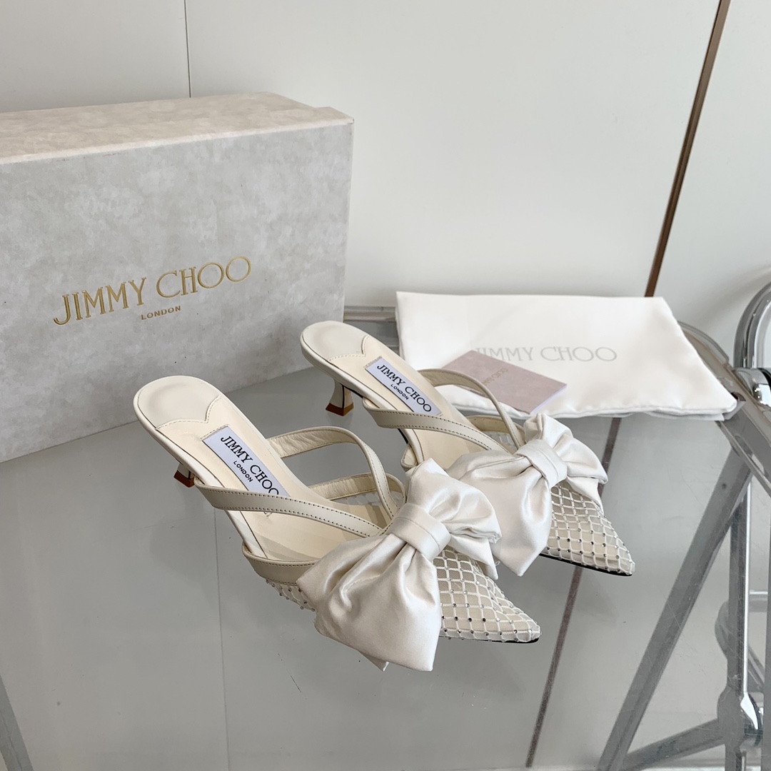 Jimmy Choo Flaca 50mm Bow-detail Leather Mules - DopestKickz