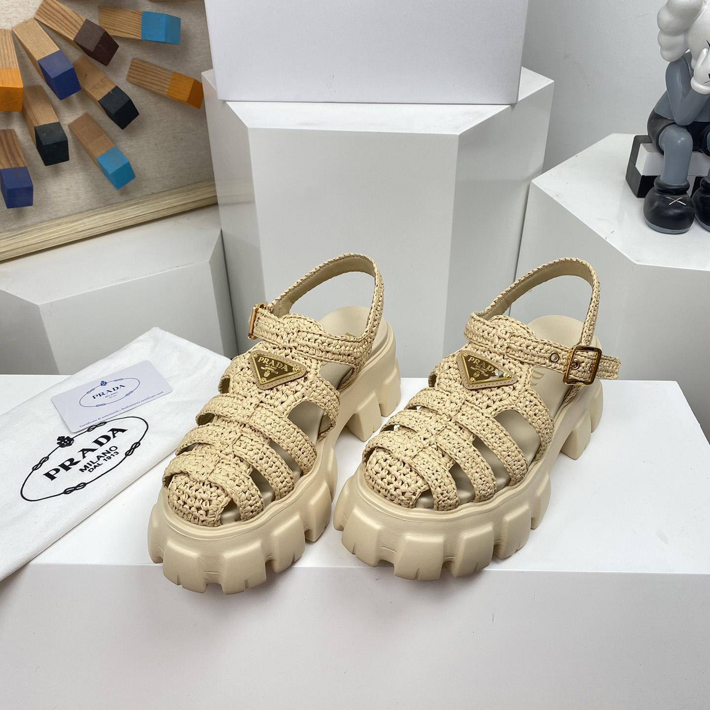 Prada Monolith Crochet Cage Sandals - DopestKickz