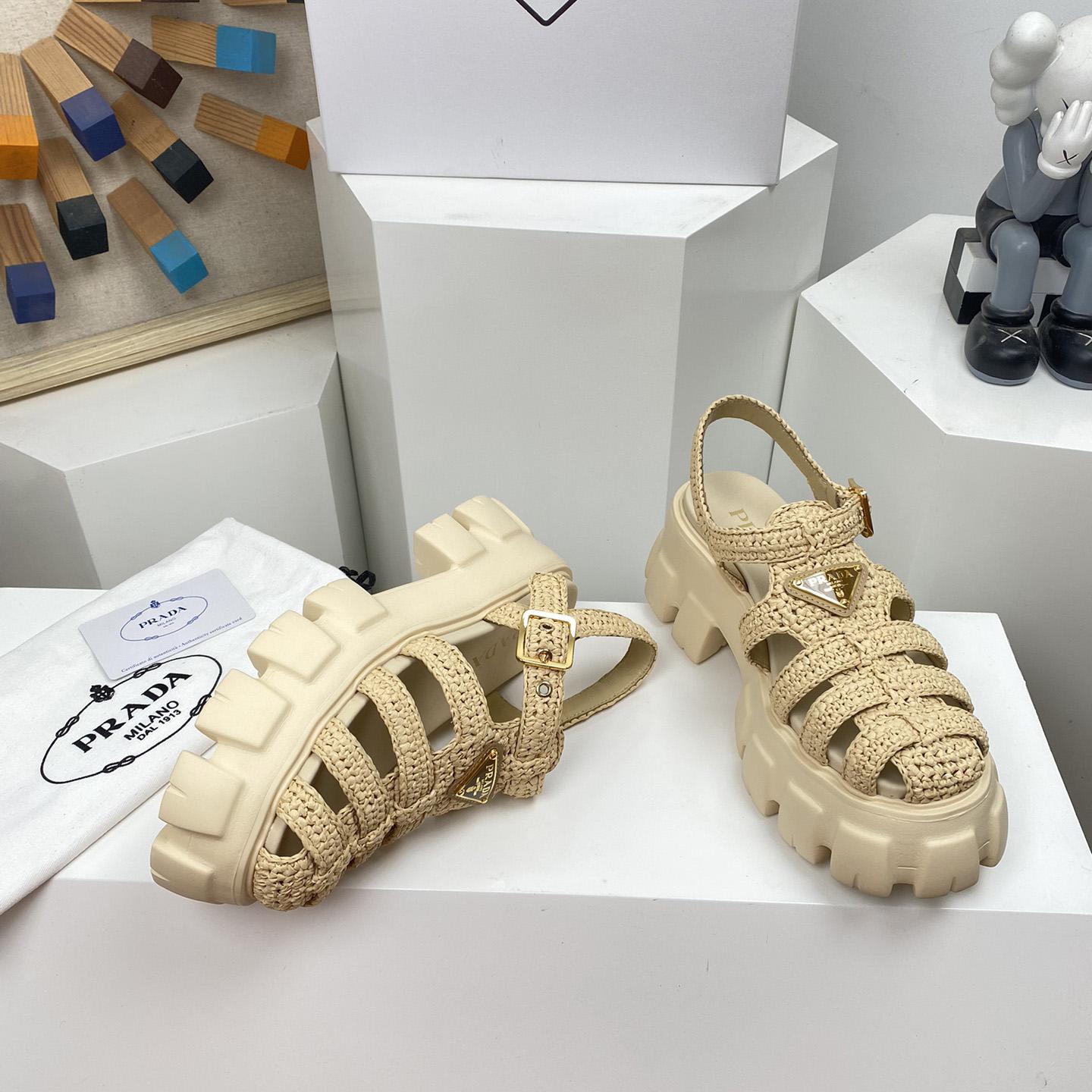 Prada Monolith Crochet Cage Sandals - DopestKickz