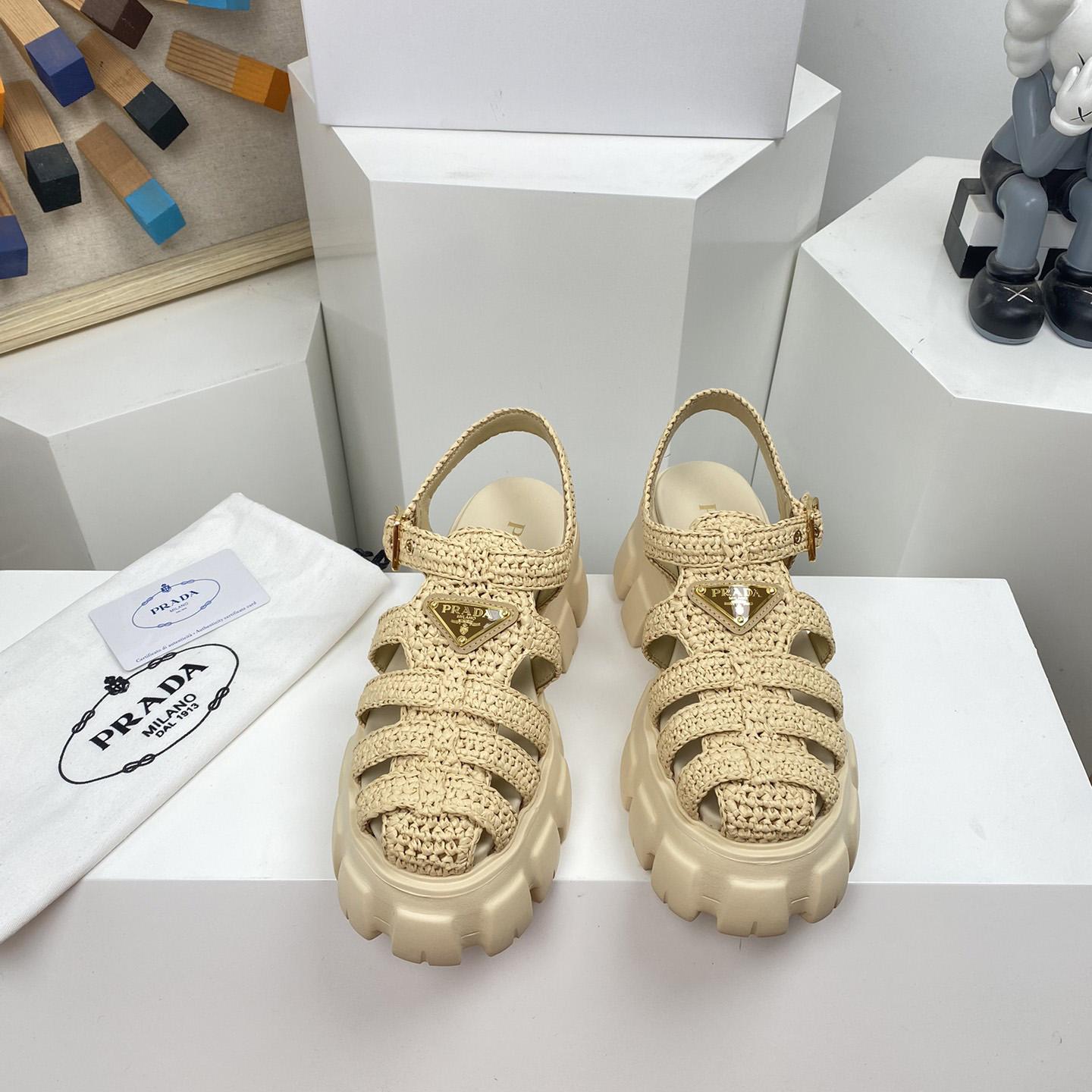 Prada Monolith Crochet Cage Sandals - DopestKickz