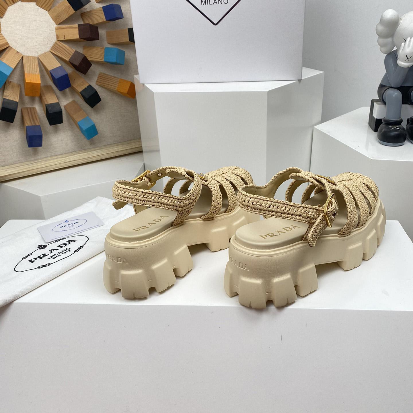 Prada Monolith Crochet Cage Sandals - DopestKickz