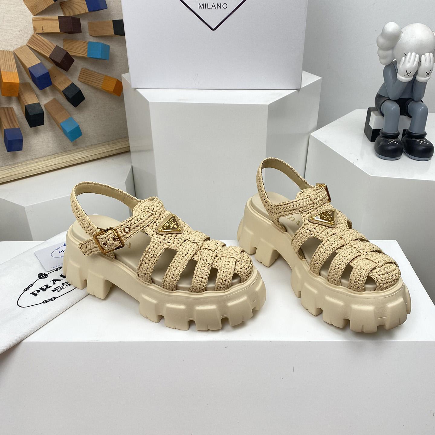 Prada Monolith Crochet Cage Sandals - DopestKickz