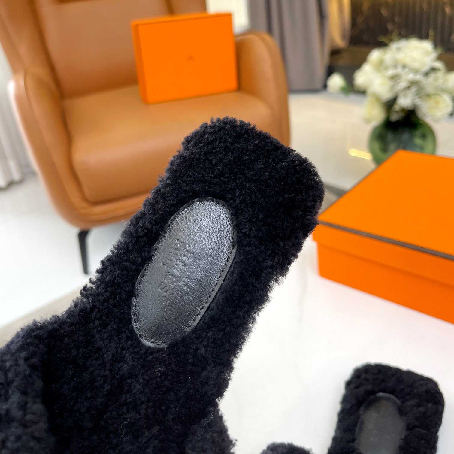 Hermes Shearling Oran Sandal - DopestKickz