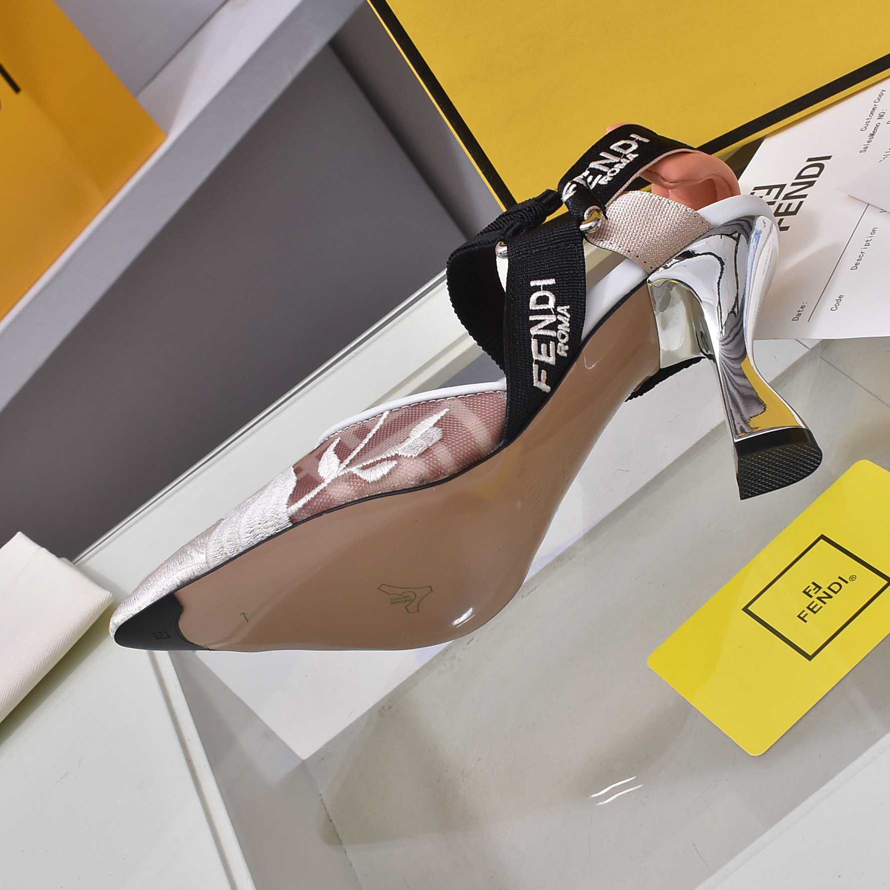 Fendi Colibrì Pink Mesh High-heeled Slingbacks - DopestKickz