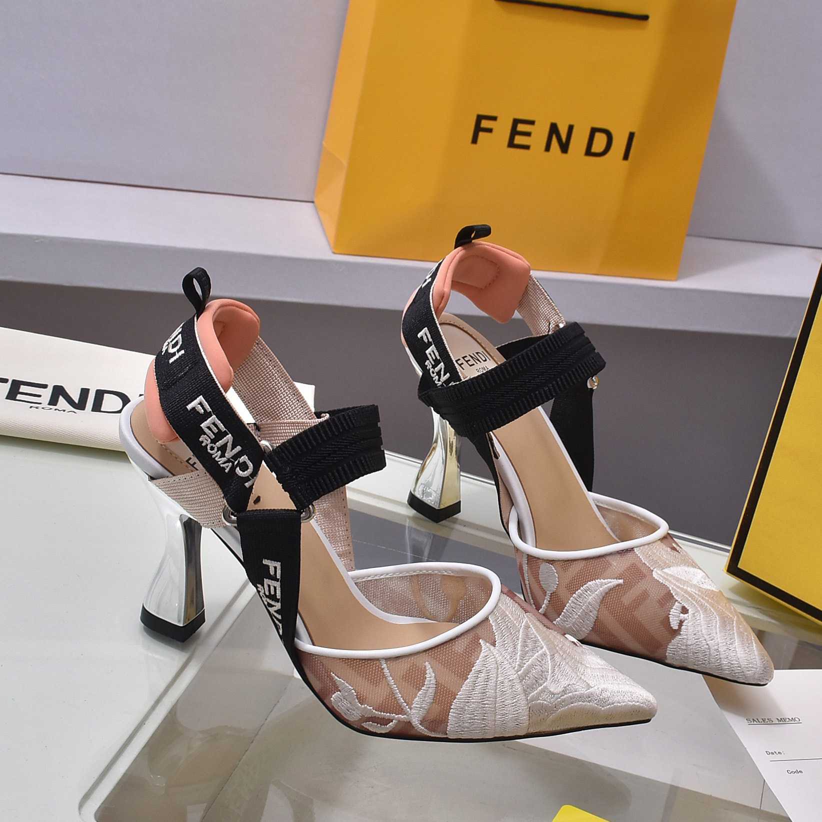 Fendi Colibrì Pink Mesh High-heeled Slingbacks - DopestKickz