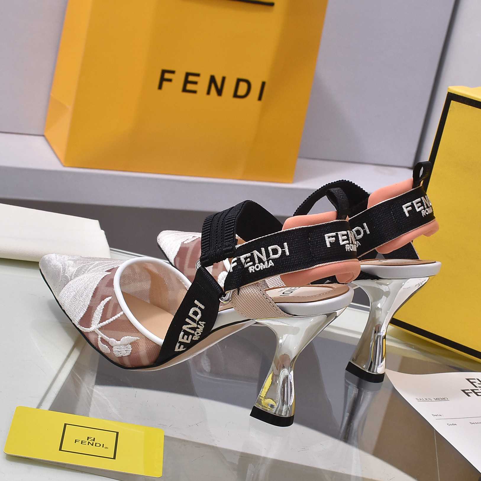 Fendi Colibrì Pink Mesh High-heeled Slingbacks - DopestKickz