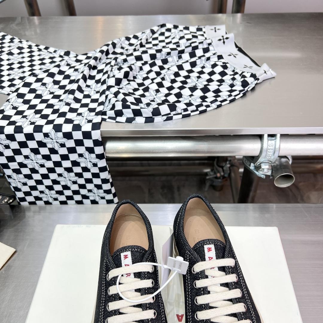 Marni Black Denim Pablo Lace-up Sneaker - DopestKickz