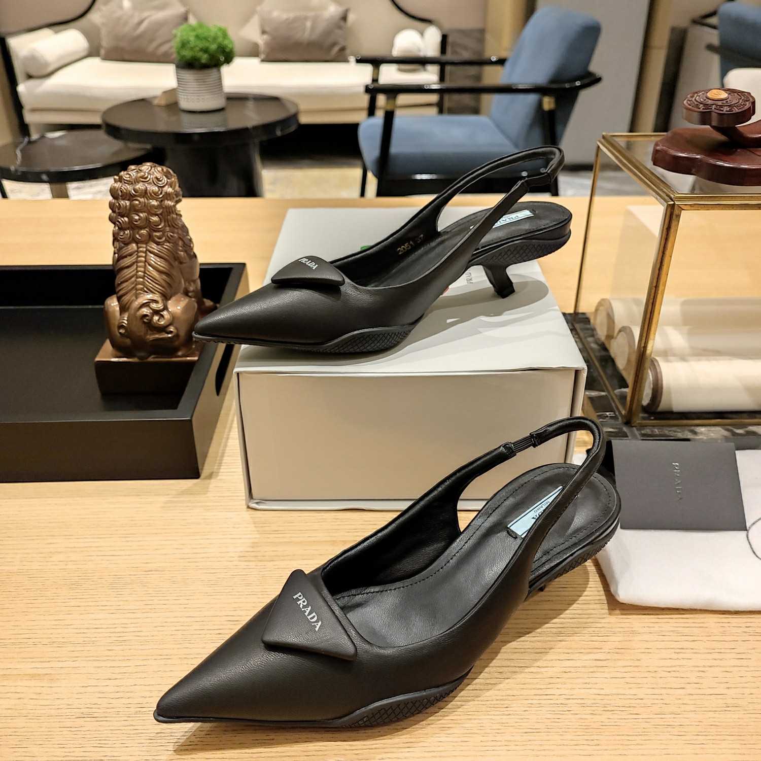 Prada Soft padded Leather Slingback Pumps - DopestKickz