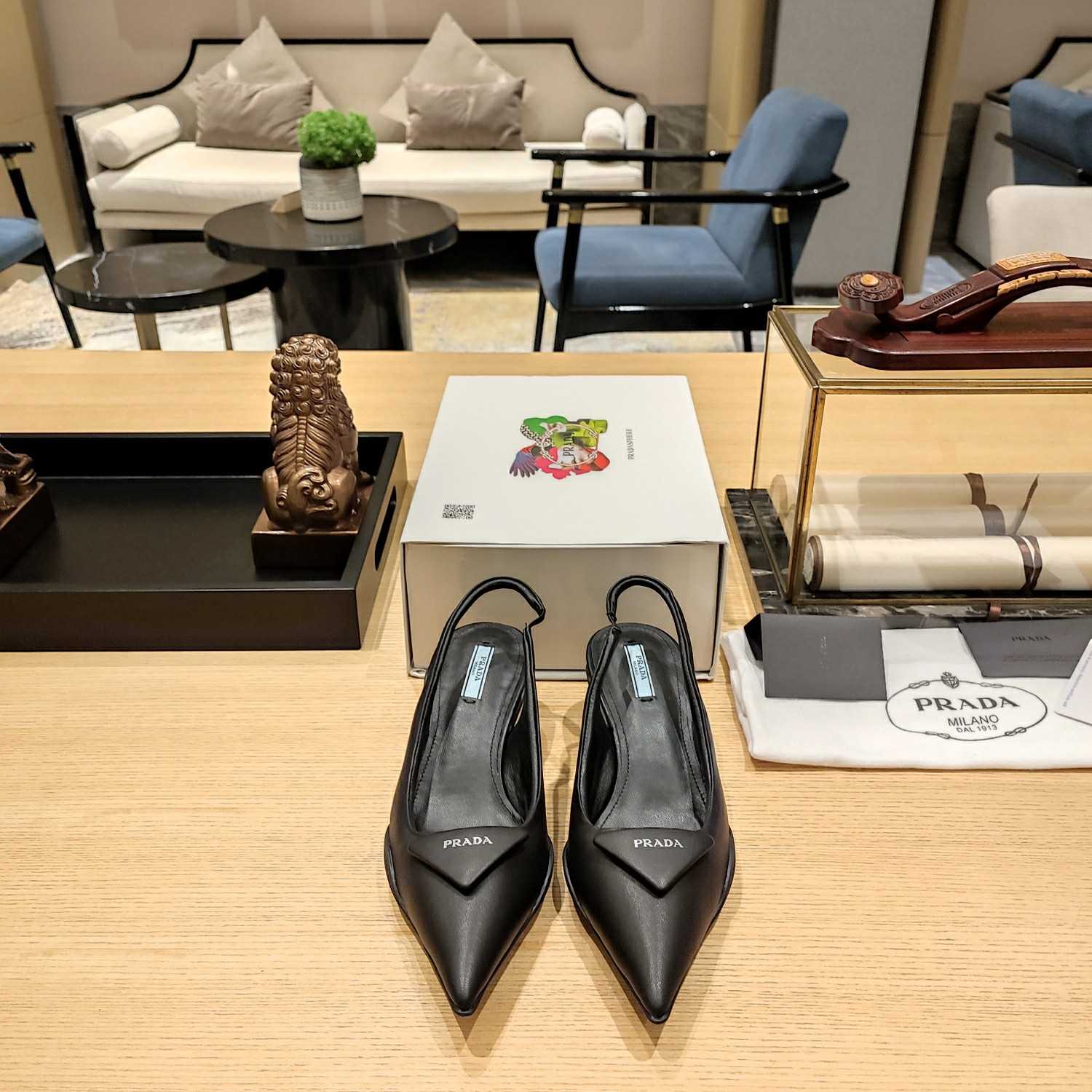 Prada Soft padded Leather Slingback Pumps - DopestKickz