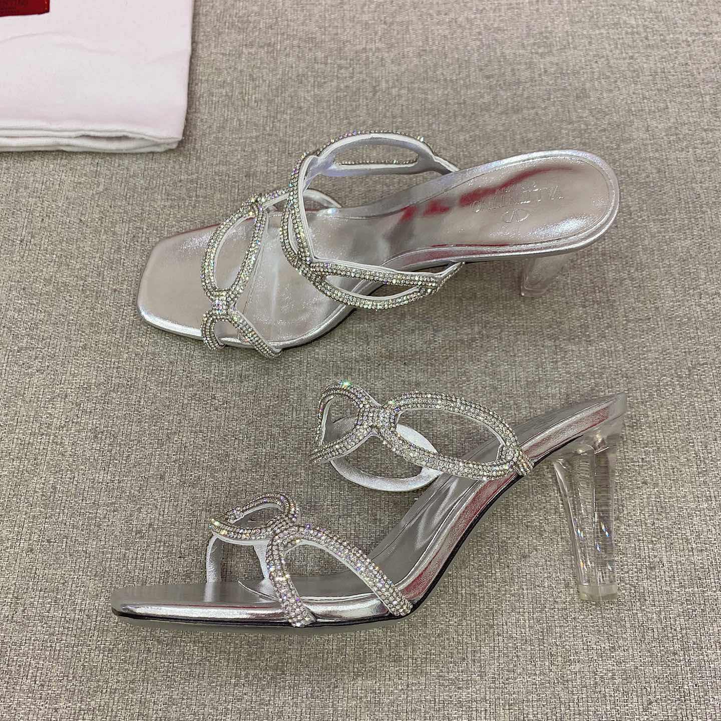 Valenti Garavani Chain 1967 Slide Sandal With Crystals  80mm - DopestKickz