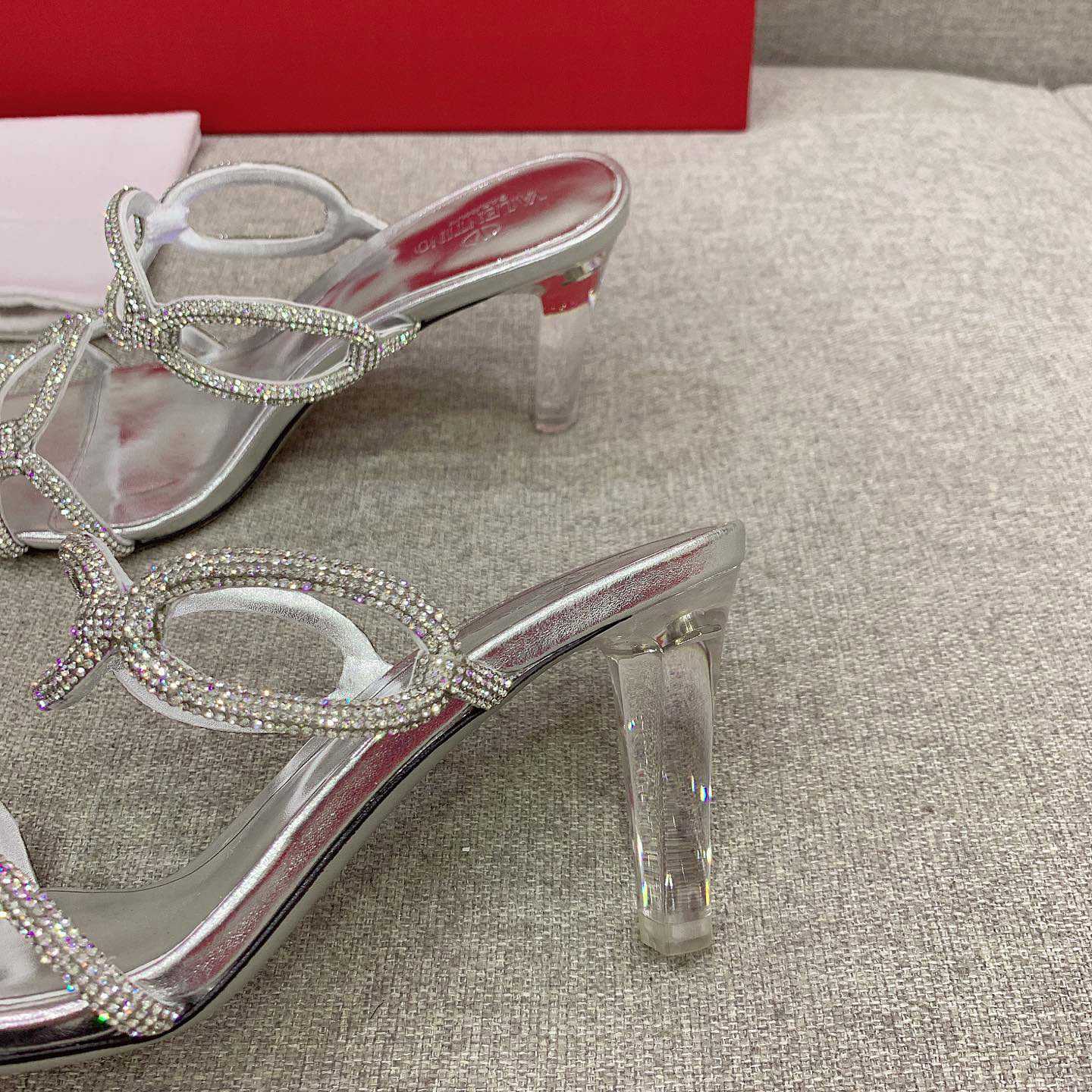 Valenti Garavani Chain 1967 Slide Sandal With Crystals  80mm - DopestKickz