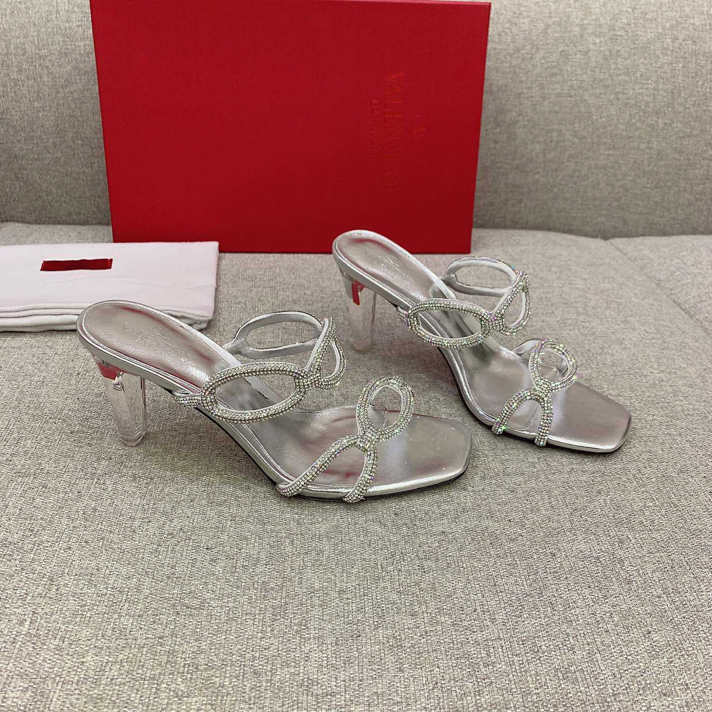 Valenti Garavani Chain 1967 Slide Sandal With Crystals  80mm - DopestKickz