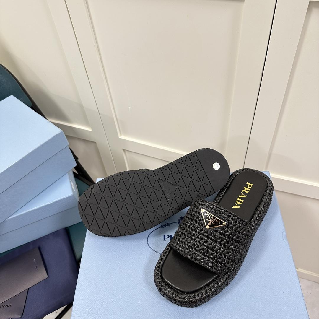 Prada Crochet Flatform Slides - DopestKickz